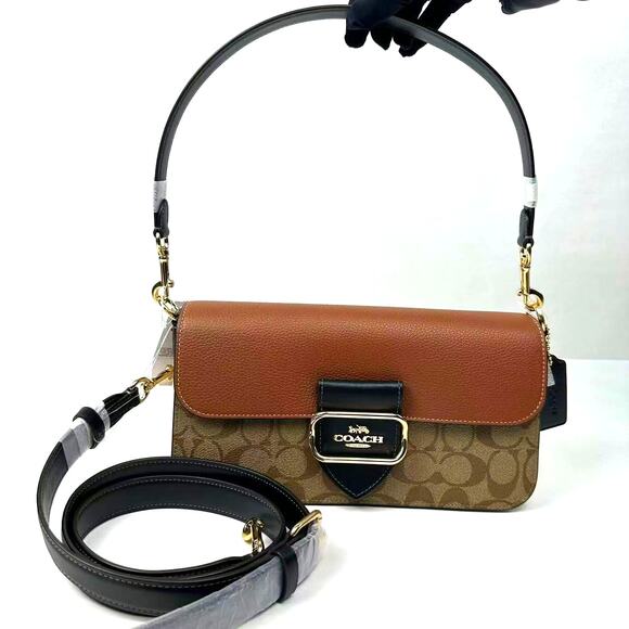 Coach Morgan Shoulder Bag In Colorblock Signature Canvas Khaki Multi CE560 NWT - Picture 1 of 13